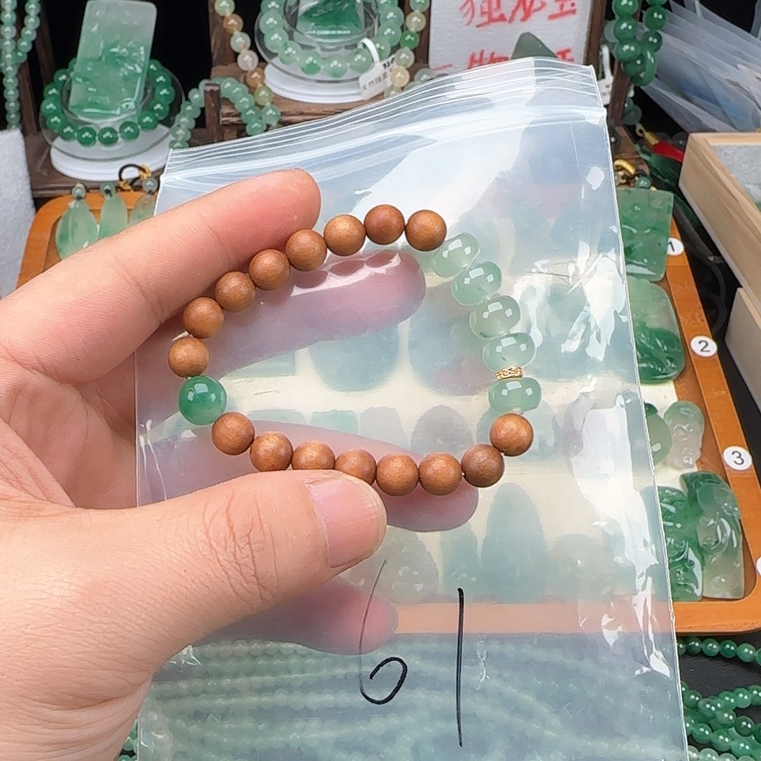 石英质玉手串银S925镶嵌
