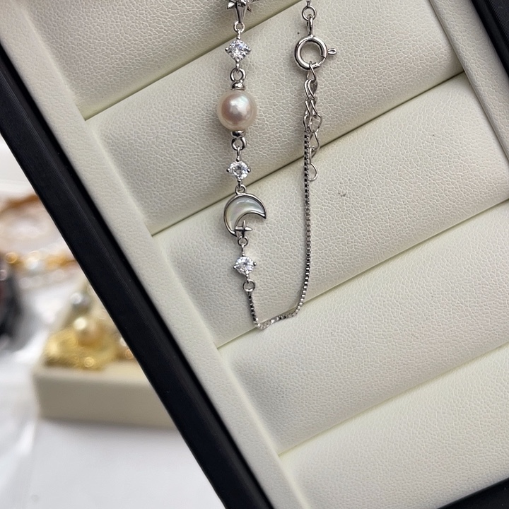 海水珍珠手绳银S925镶嵌