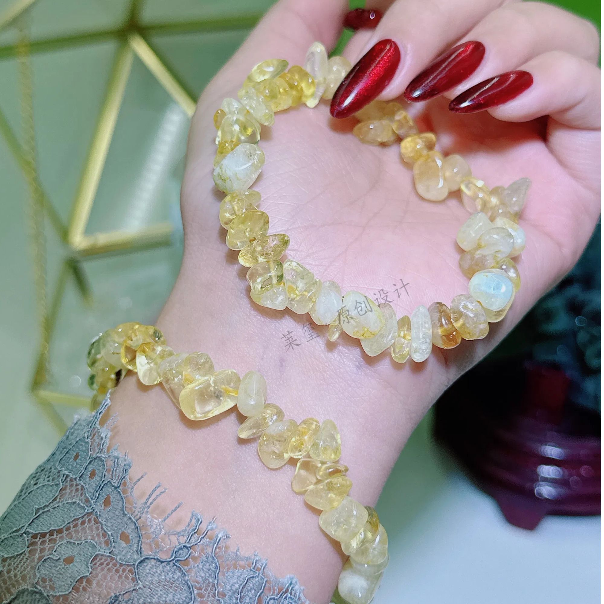 【莱玺·原创设计】不规则黄水晶手串简约时尚款手工款