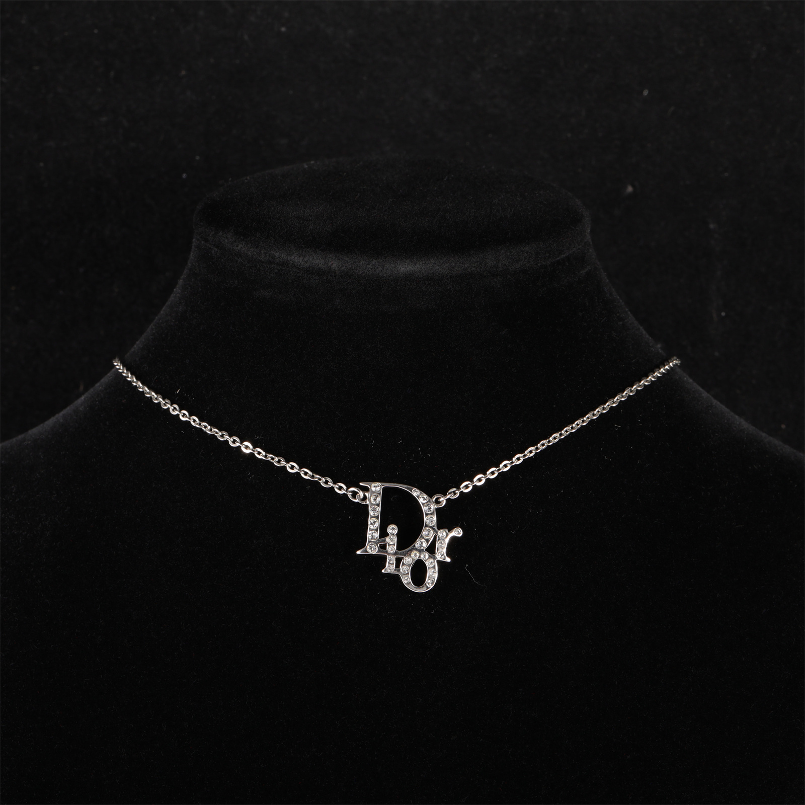 99新 DIOR/迪奥 活动双双 经典CD字母款 银色 带钻项链 锁骨链