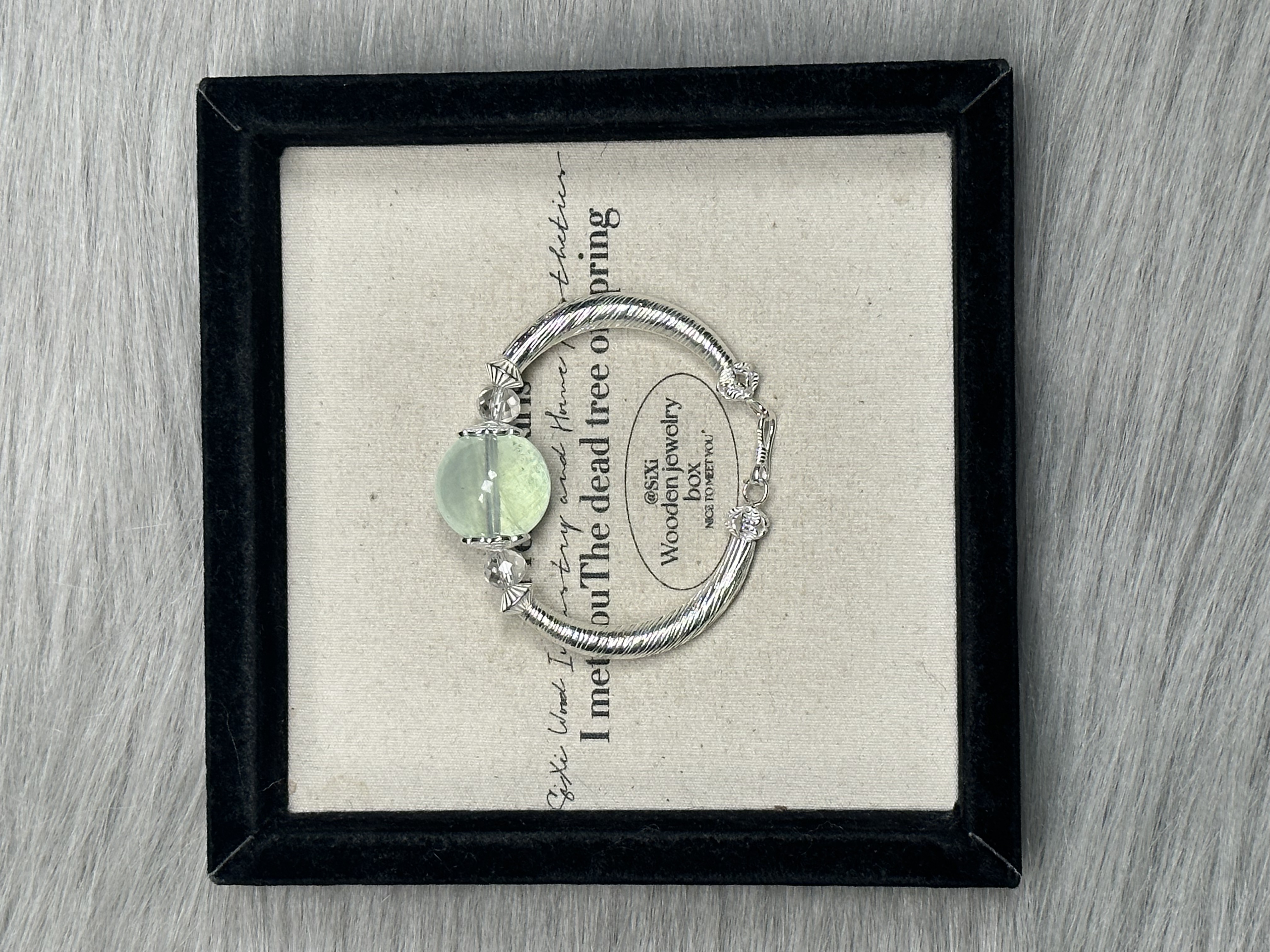 海蓝宝石（处理）AX030【海蓝宝银镯】纯银手镯 梵石  多样性发货