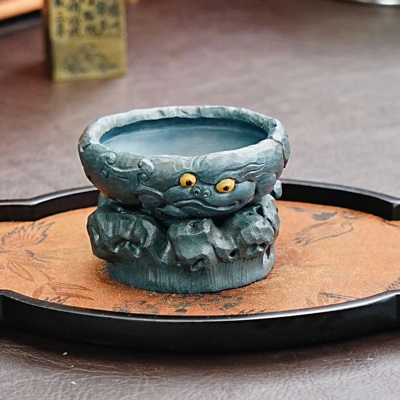 【2921异形茶漏】宜兴原矿紫砂手工泥绘异形茶漏