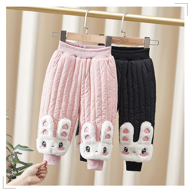 女童棉裤外穿冬季2025新款小童一条过冬三层加绒加厚可爱女宝裤子