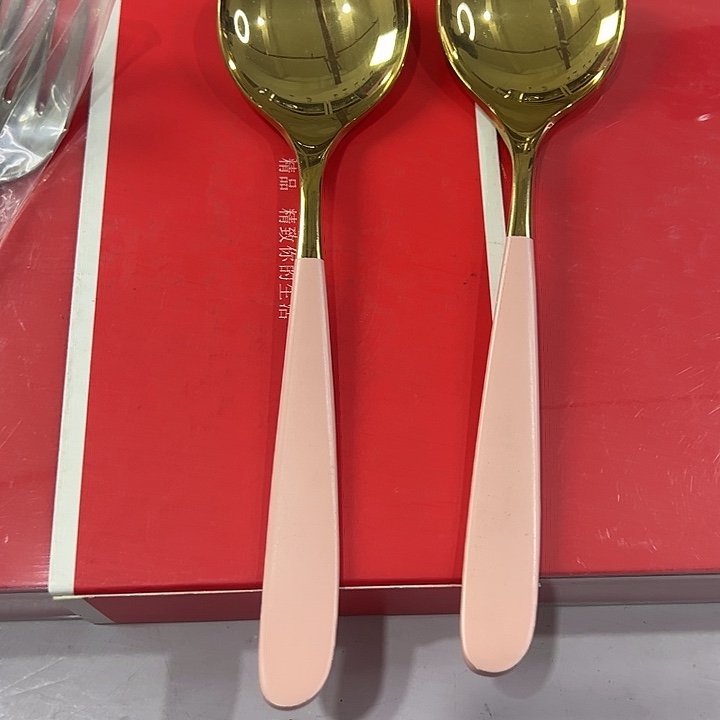 猫***儿304不锈钢韩国大圆勺粉色4支