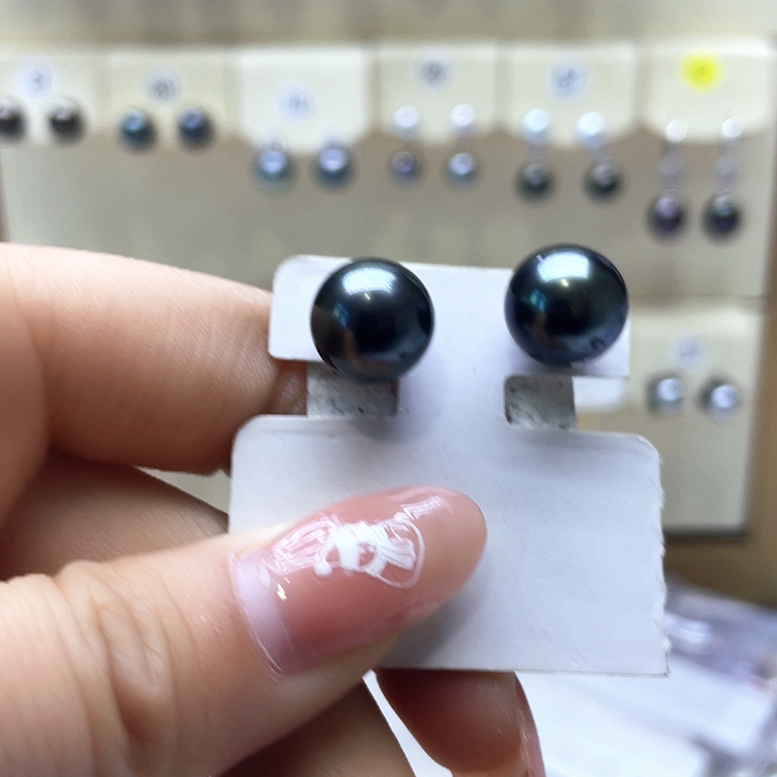 海水珍珠耳饰银S925镶嵌