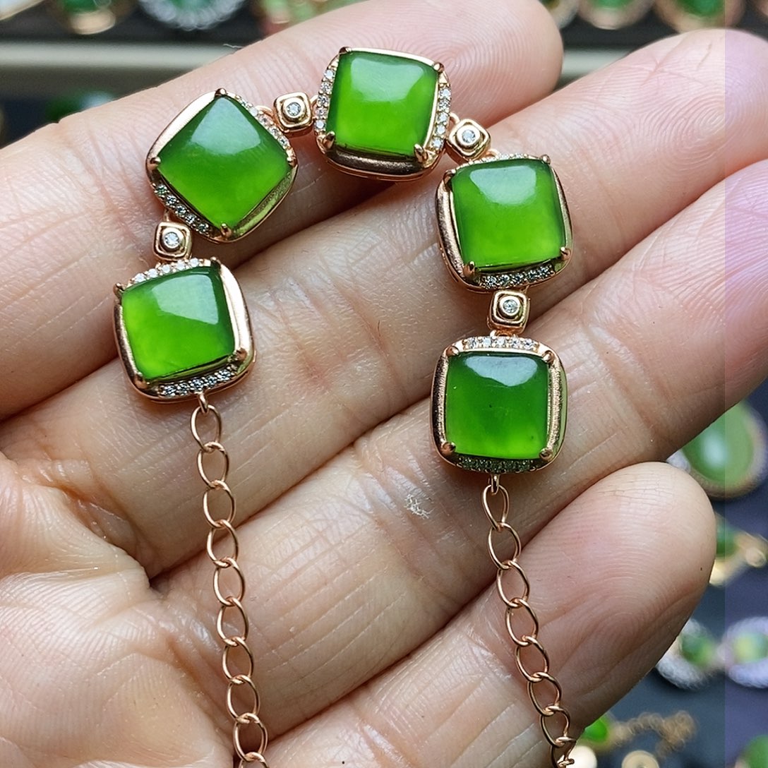 和田玉（碧玉）手链银S925镶嵌