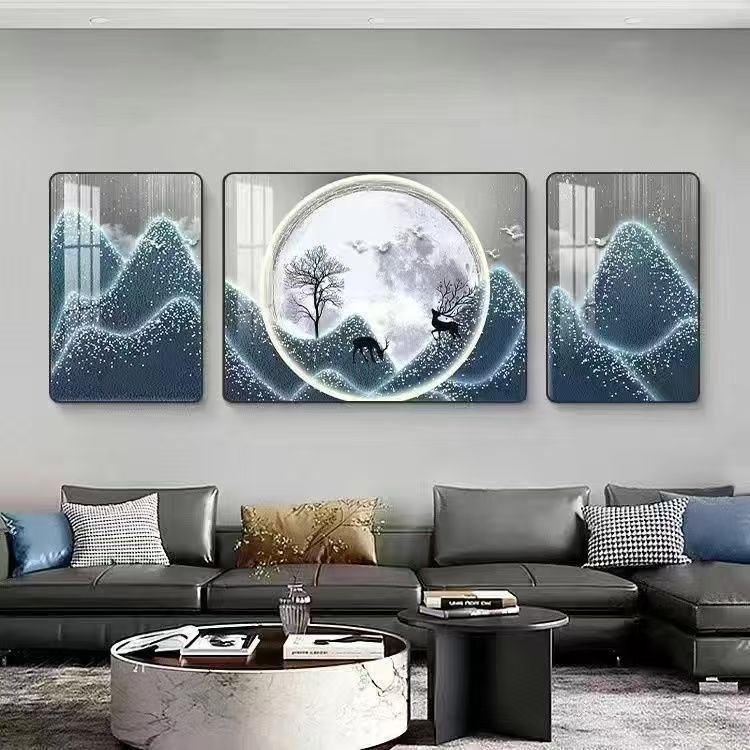 禅意山水升级新工艺客厅背景墙客厅珠联璧合装饰画捡漏