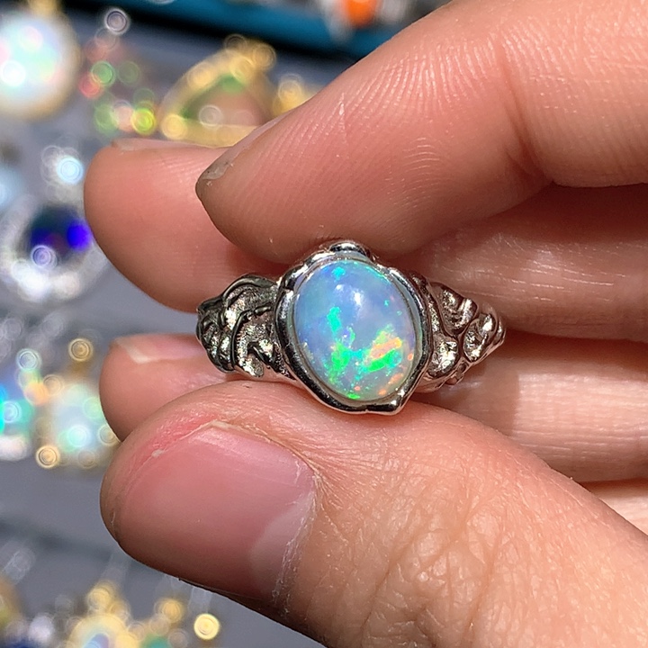 欧泊戒指z银S925镶嵌欧泊