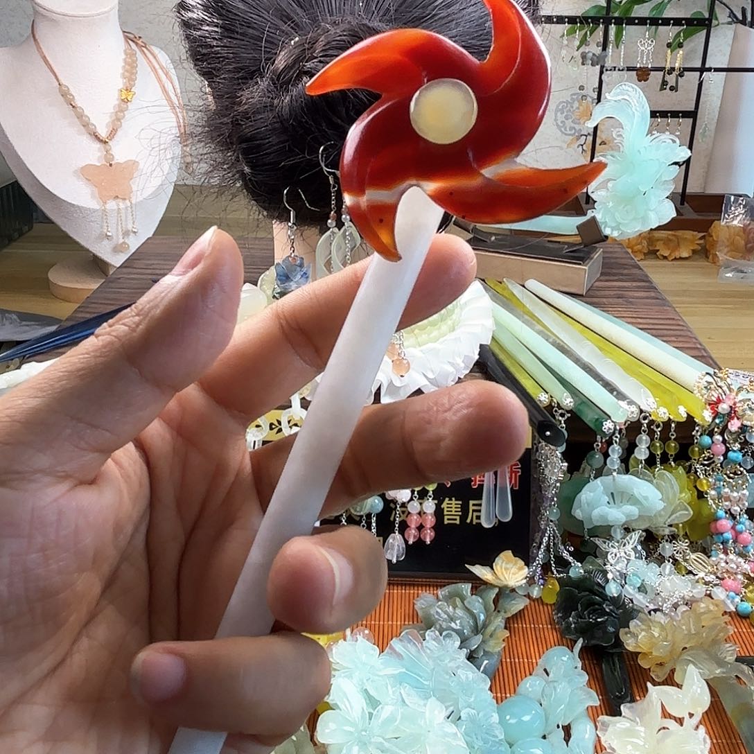 蛇纹石玉合金发饰