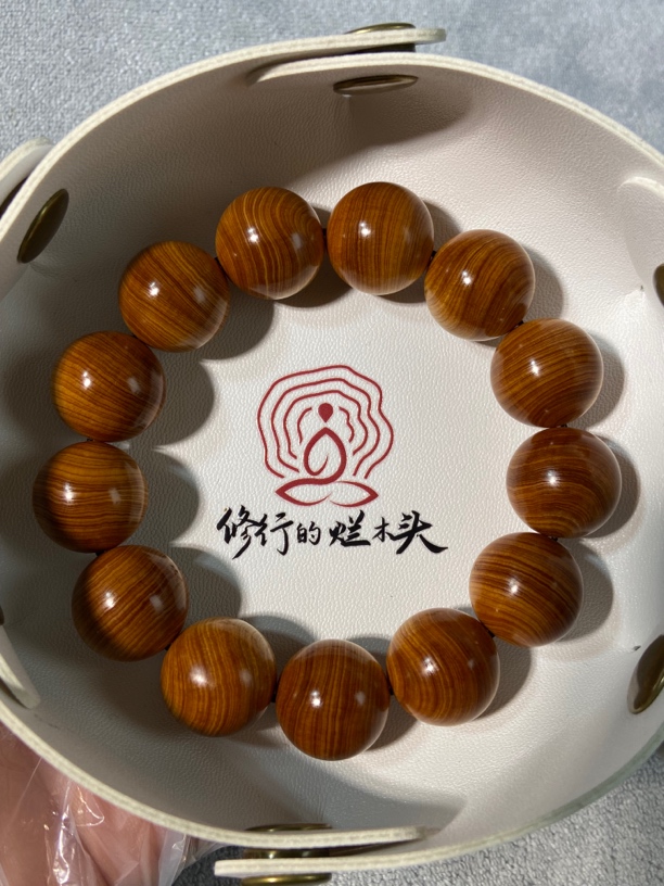 崖柏手串 1.8黑油橙色系 玉化料 甜香浓郁油性超足 密度高 易包浆