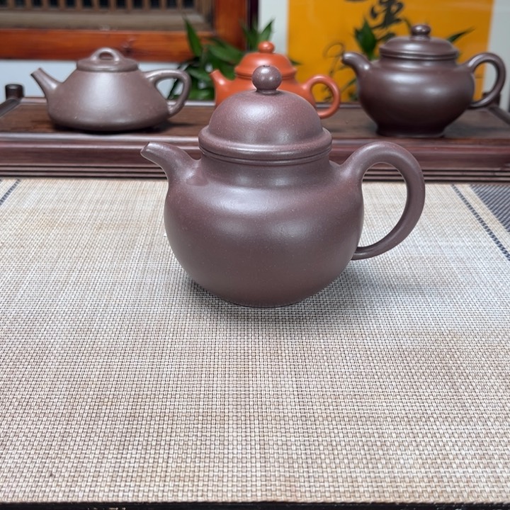 紫砂茶壶远掇球紫泥