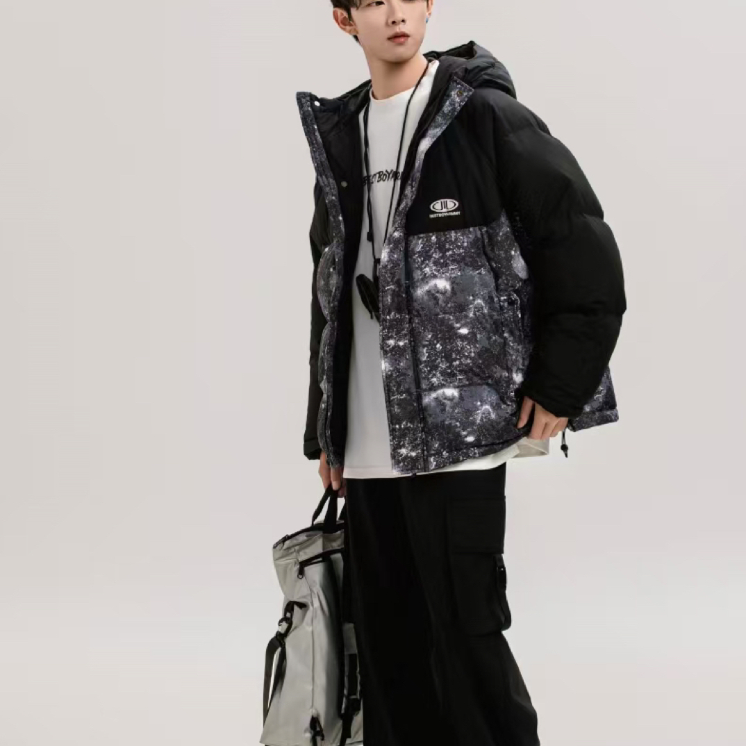 青少年星光带帽羽绒服