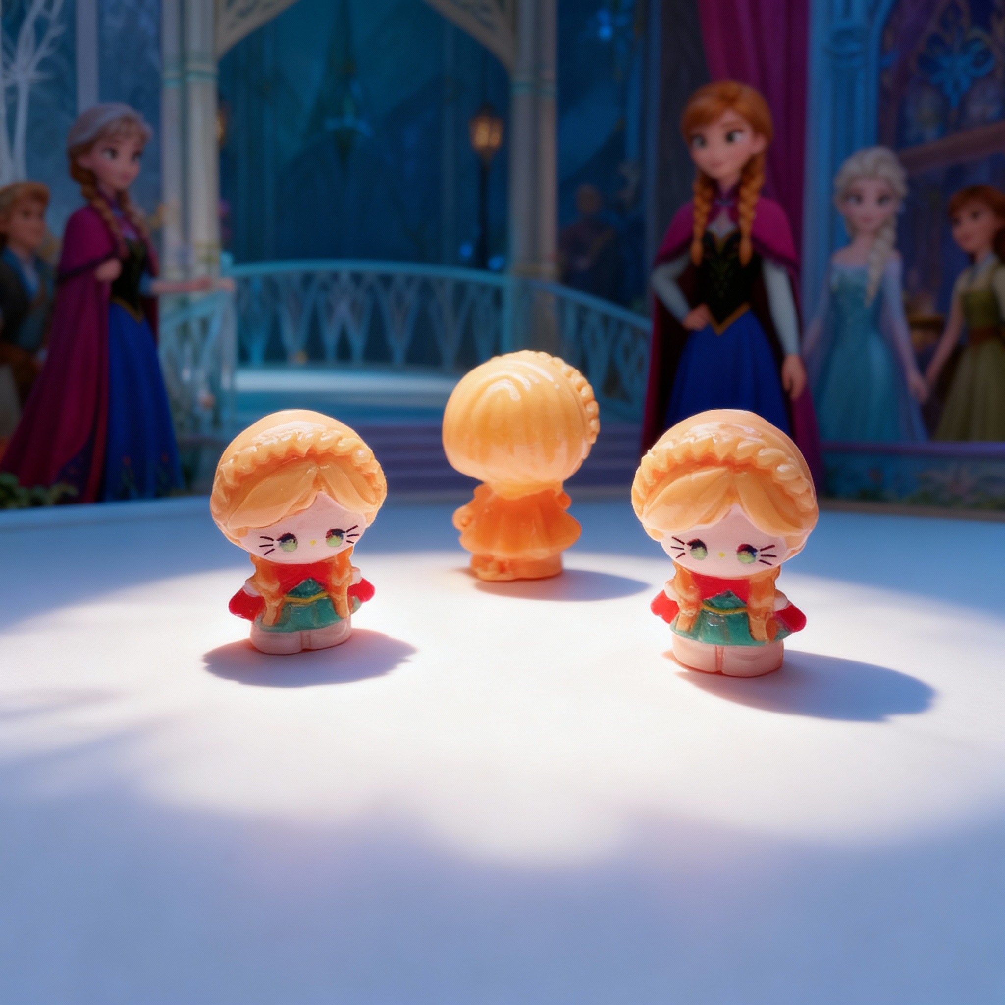 【啊欧定制】迷你立体安娜公主 diy奶油胶树脂配件材料桌面摆件批发