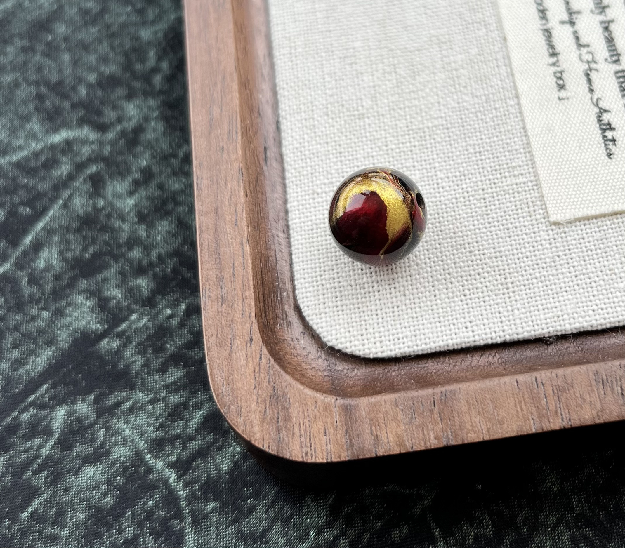 大漆鎏金单珠天然树漆黑红鎏金配色diy文玩配件