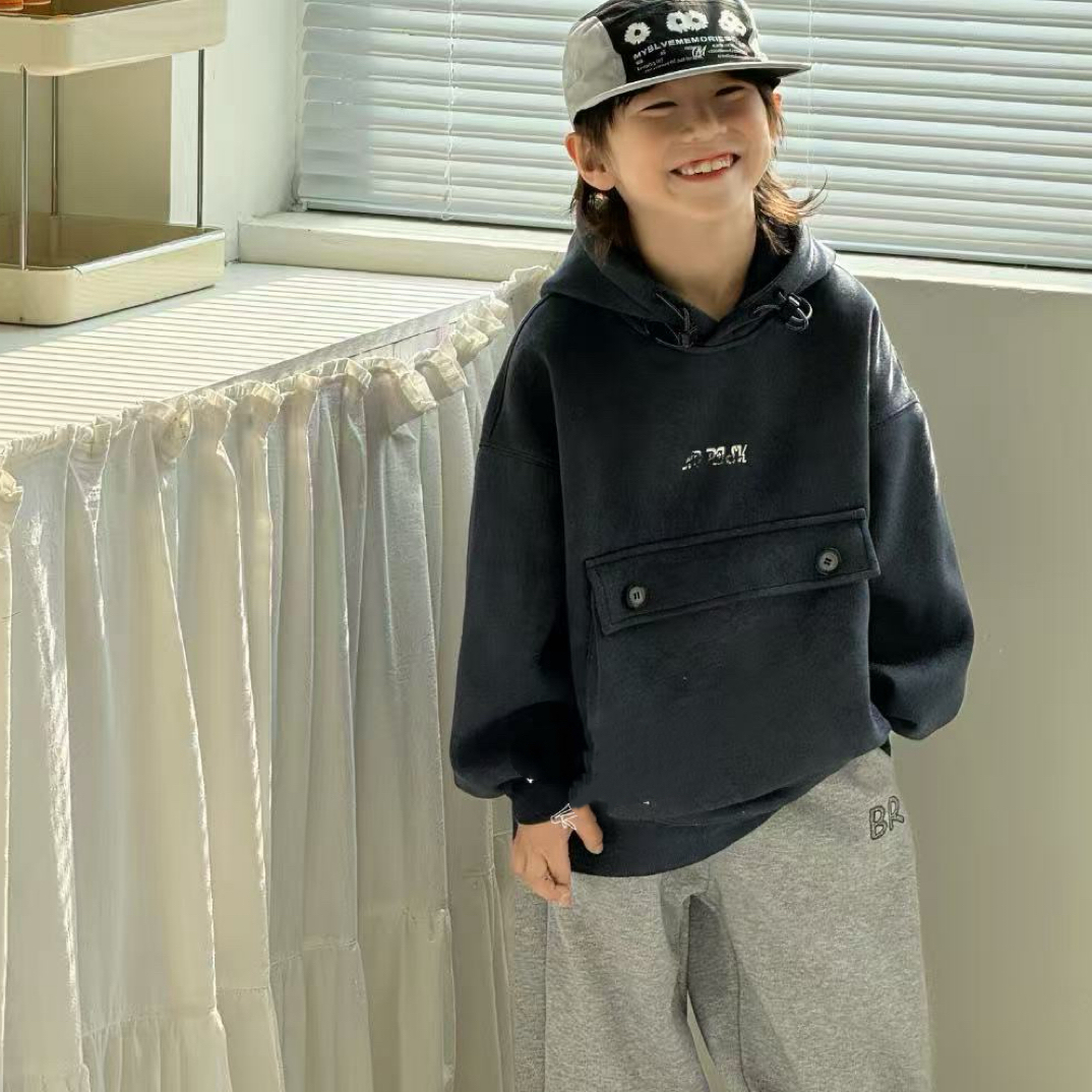 63061高端潮流时尚百搭休闲童装戴帽卫衣A7-2-4