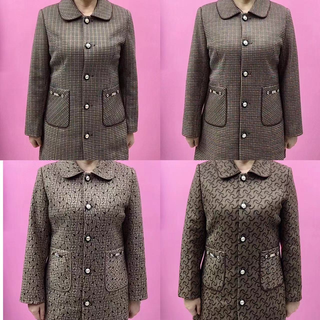 新款中老年妈妈装平方领加衬半大衣外套玉晨旭