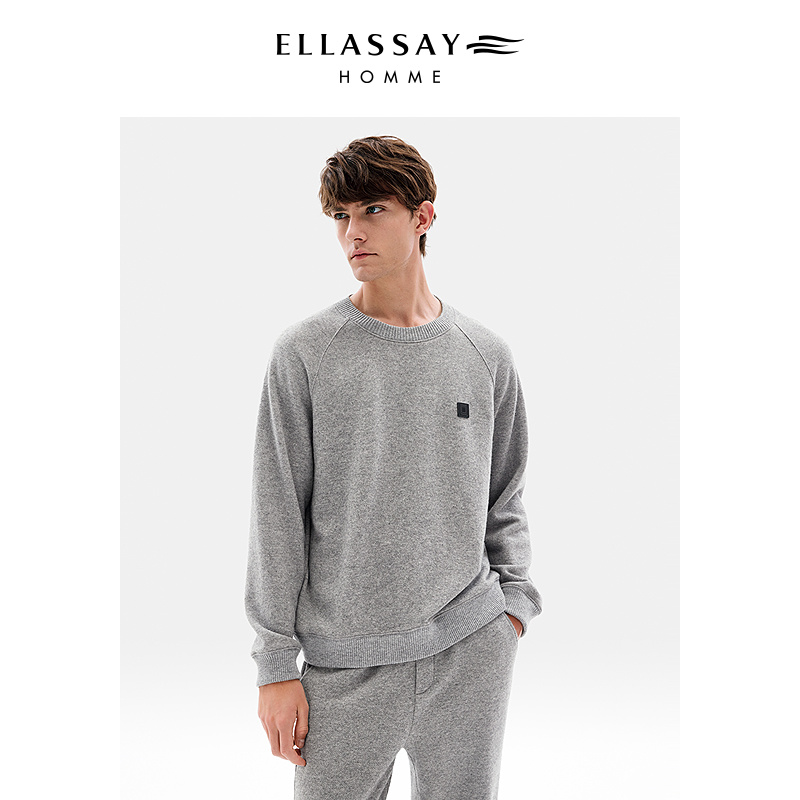 ELLASSAY歌力思男装新款绵羊毛山羊绒休闲圆领卫衣男EME354Z03200