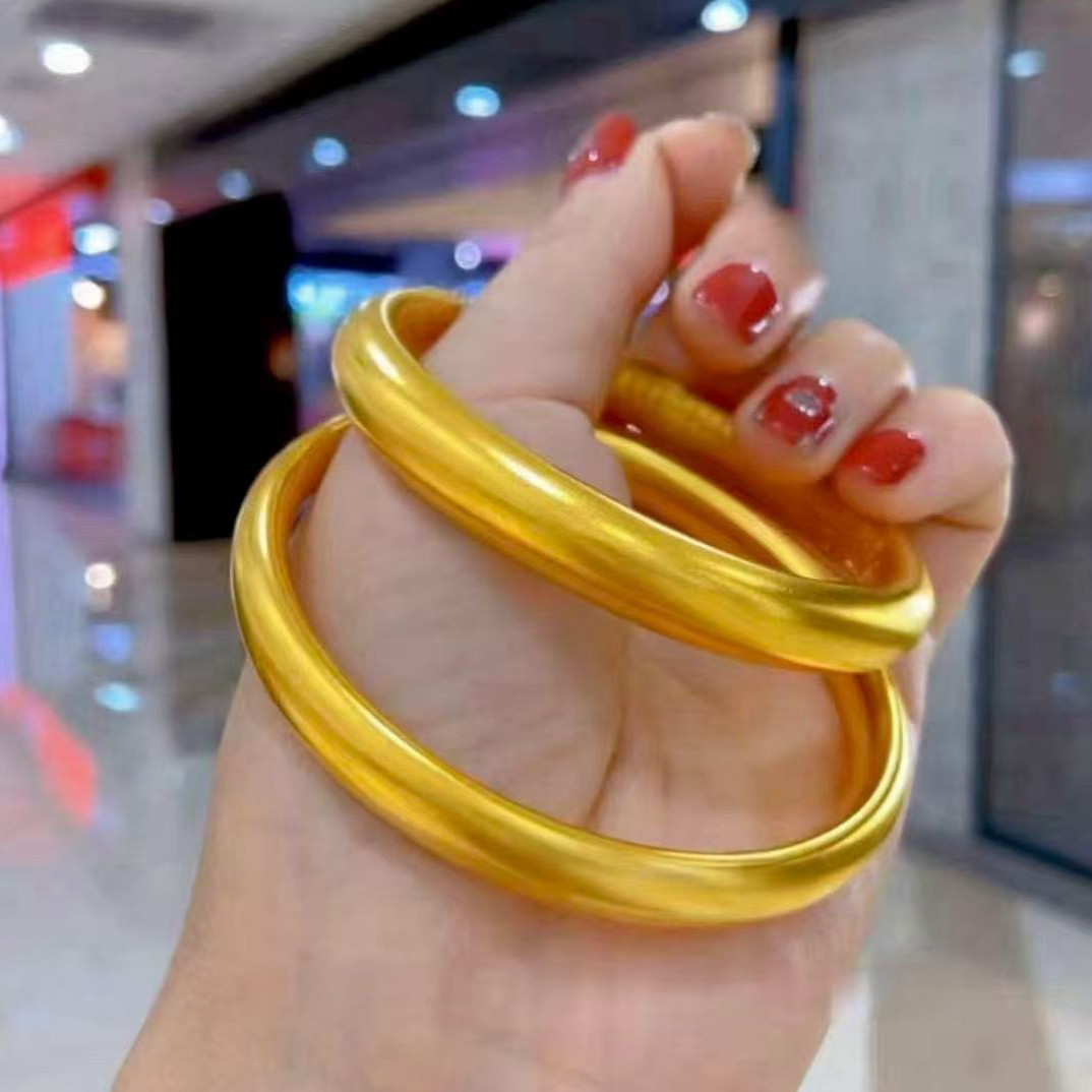 合金手镯 手镯  K黄百福亮面泥鳅背