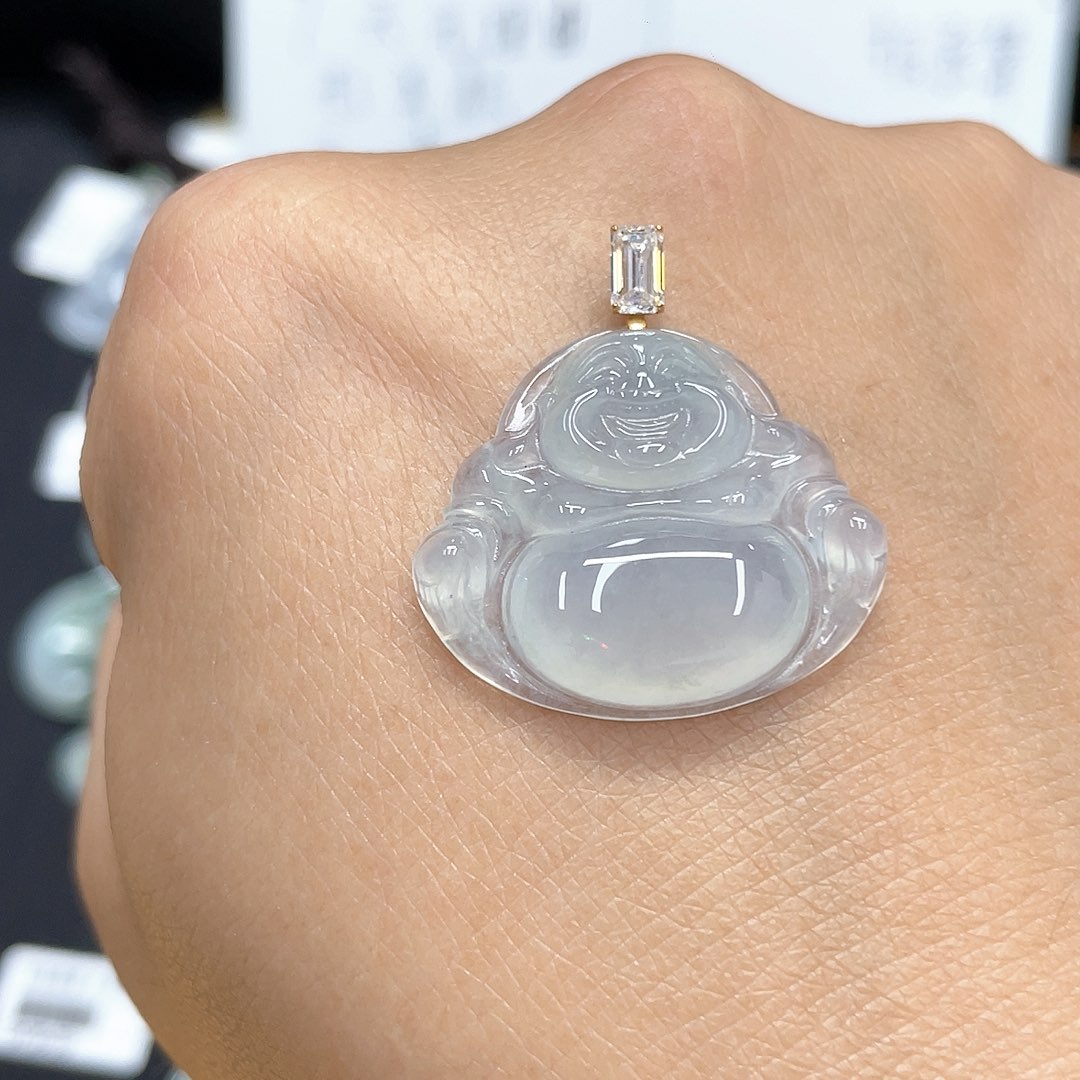 翡翠18K金镶嵌吊坠(不含链)