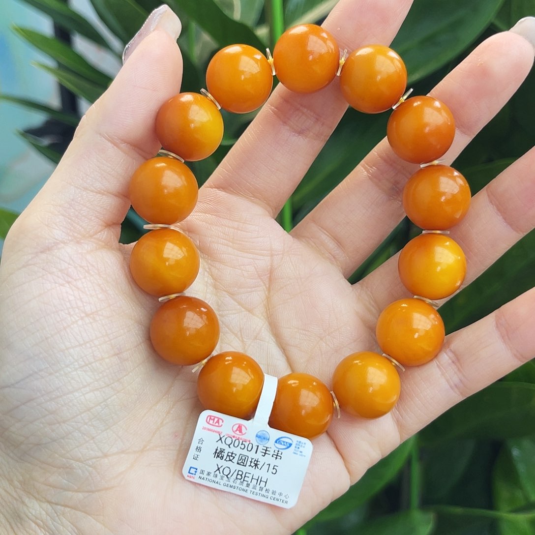 琥珀手链未镶嵌15m双色老蜡