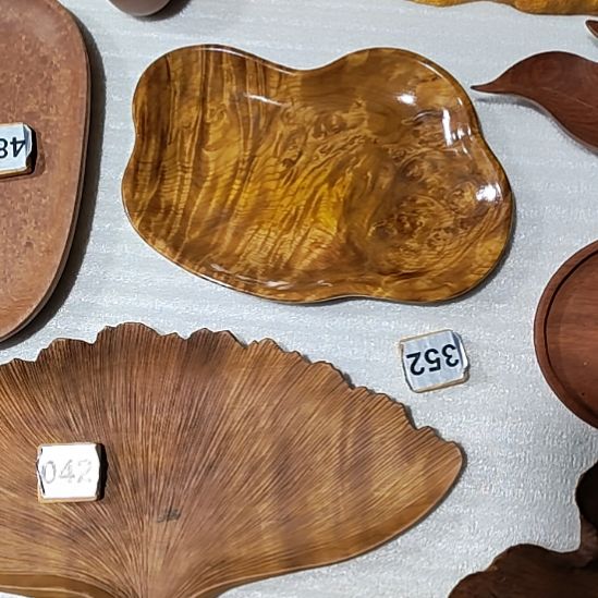 @***疆老楠木金丝水波纹茶果盘