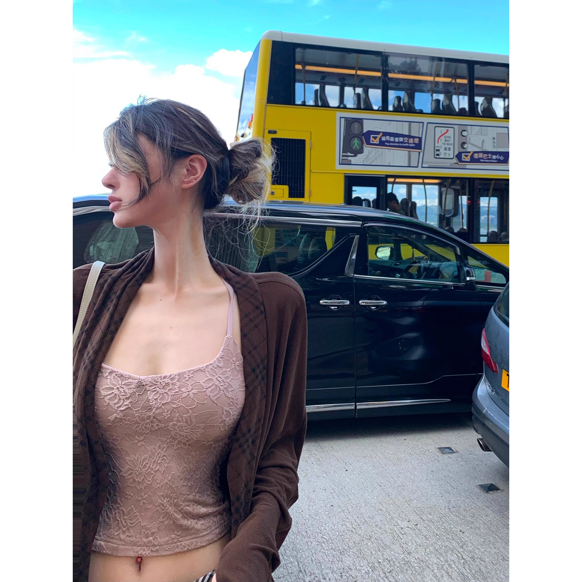 PrettyDragon自带胸垫遮副乳万能百搭纯欲显白修身蕾丝吊带背心女