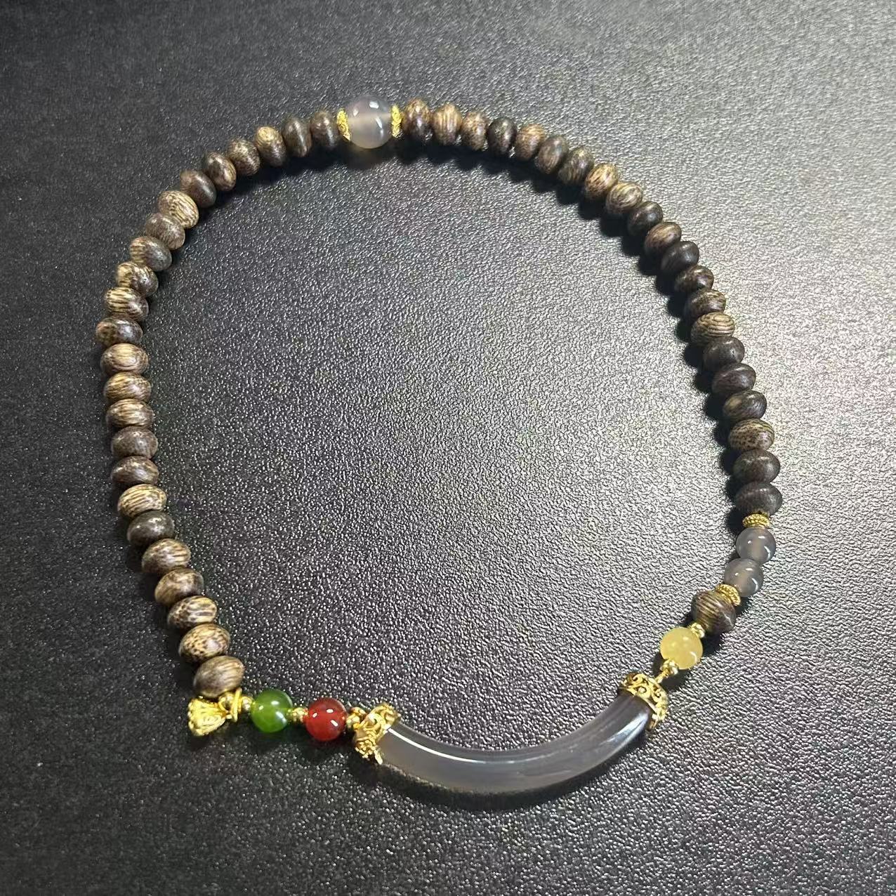 增香沉香木双色珠+莲蓬双圈甄选手串19003（悬浮礼盒）