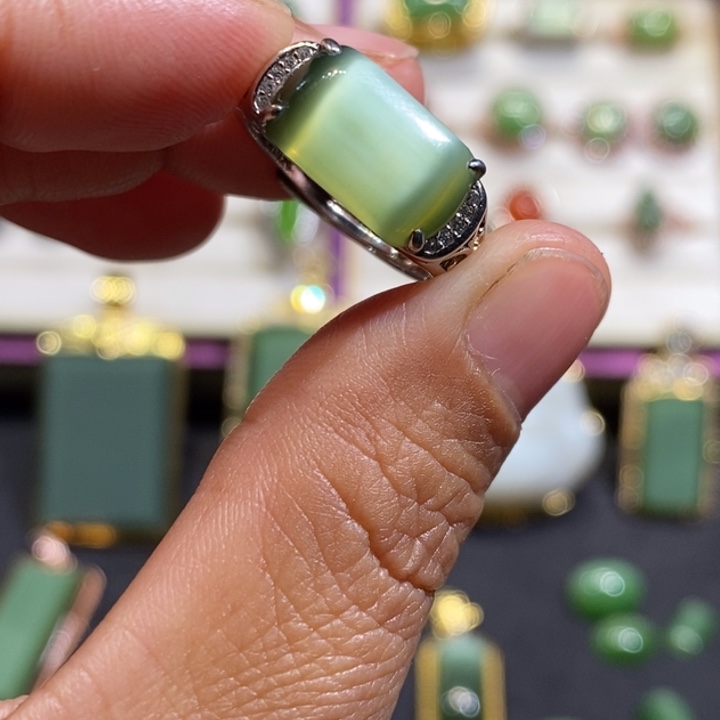 和田玉（碧玉）银S925镶嵌颈饰