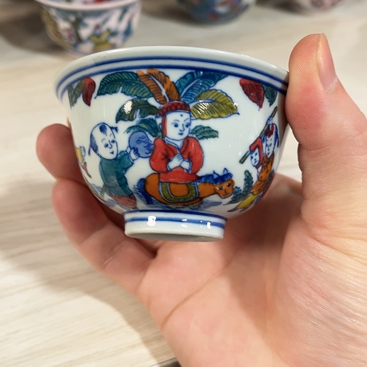 瓷片//////景德镇陶瓷杯子。绿。