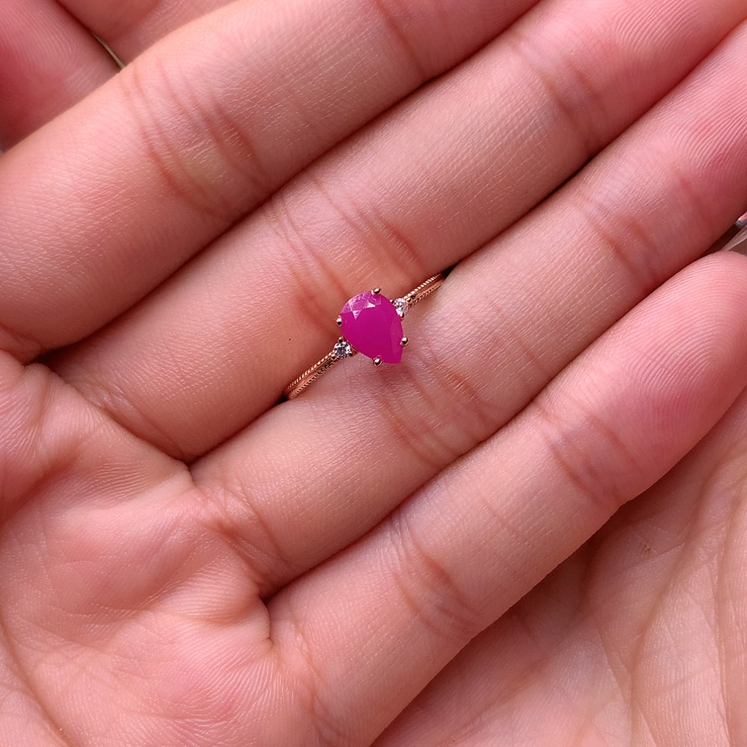 红宝石戒指银S925镶嵌