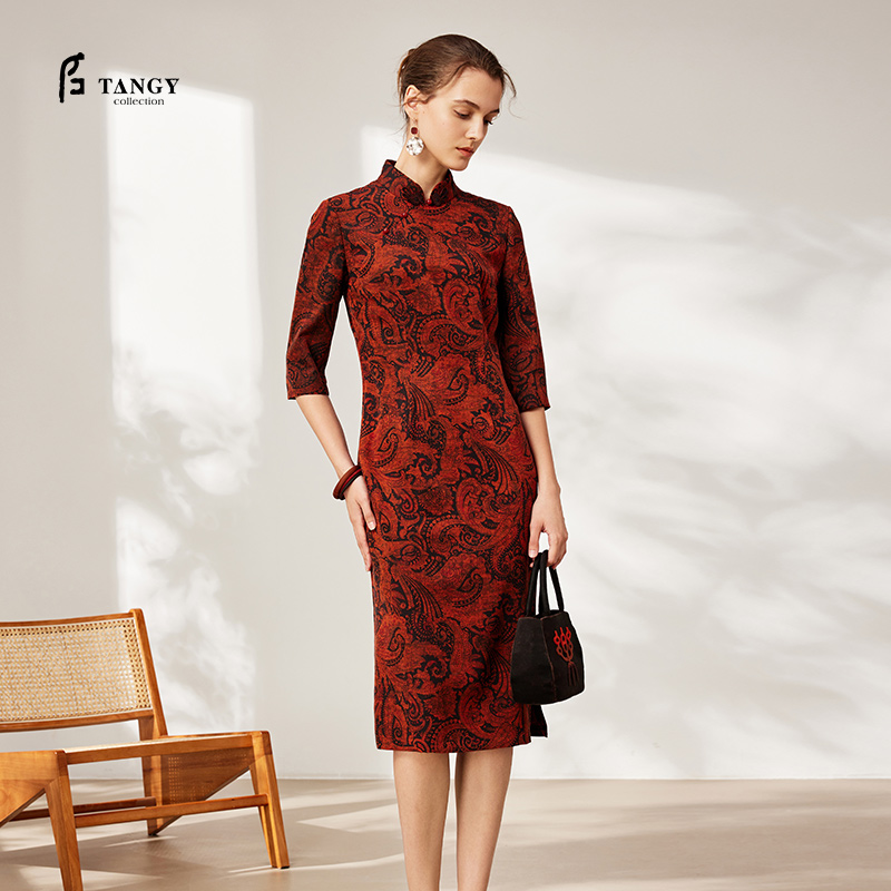 TANGYcollection2025冬季新品商场款中国风复古女士连衣裙L254802