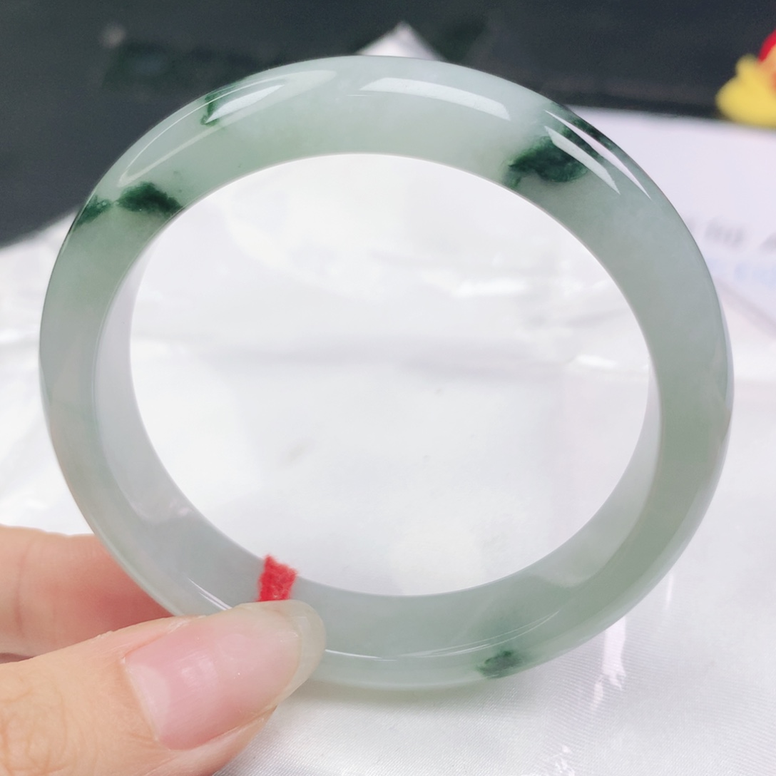 翡翠未镶嵌手镯翡翠54.0冰润飘花正圈