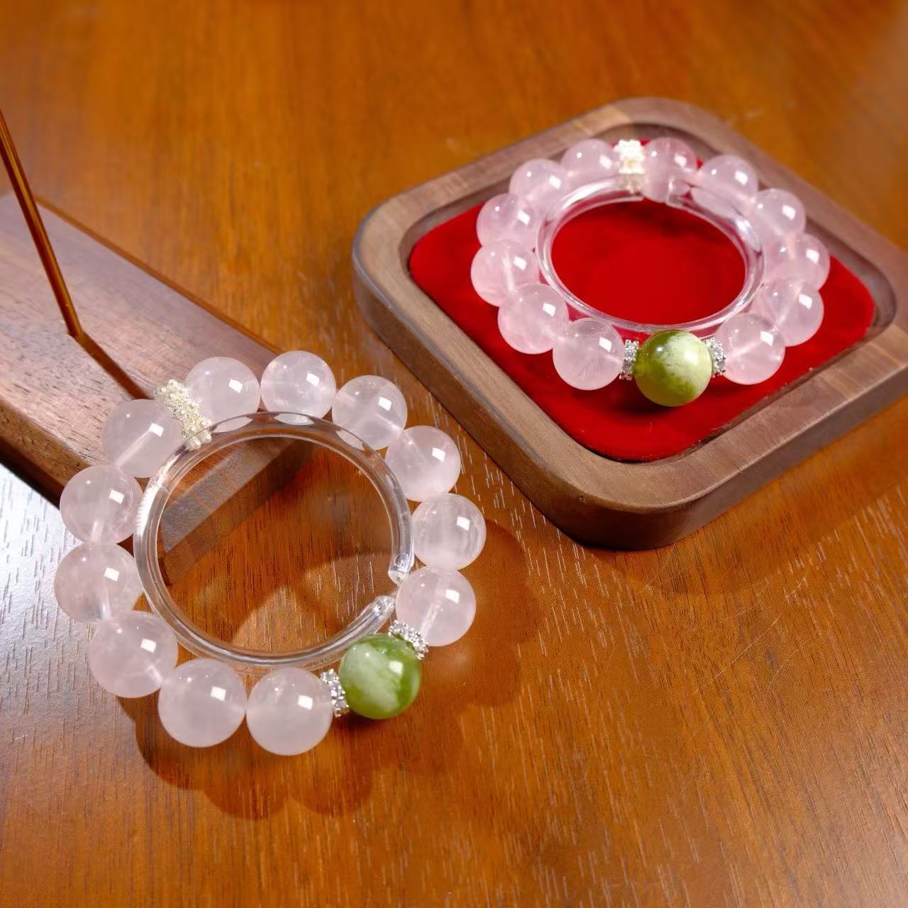 岫玉粉水晶手串手链 颜色微差多样性发其一F772