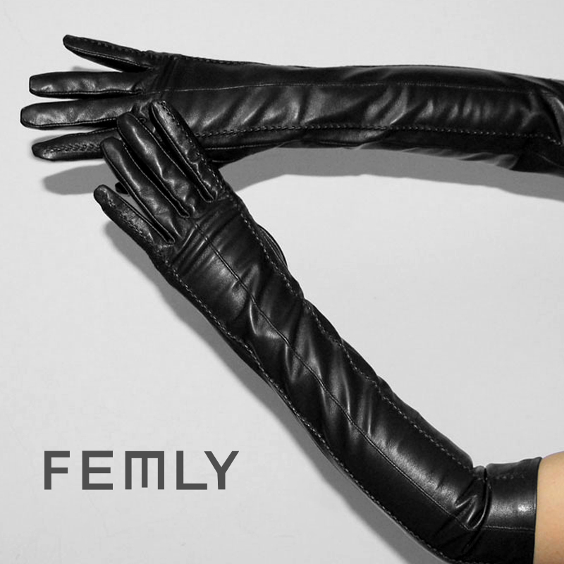 FEMLY/法曼丽 百搭气质复古羊皮过肘手臂套3195