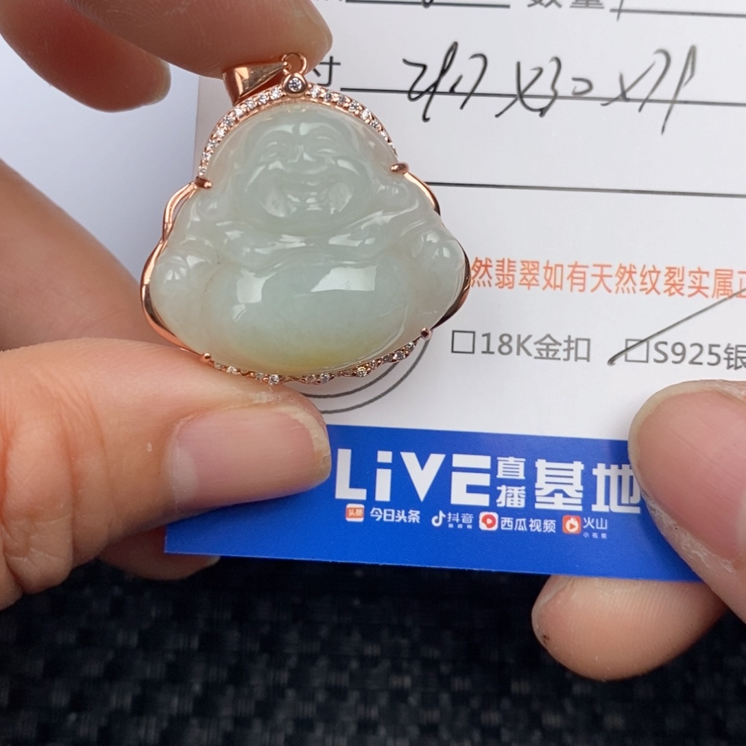 翡翠颈饰银S925镶嵌吊坠