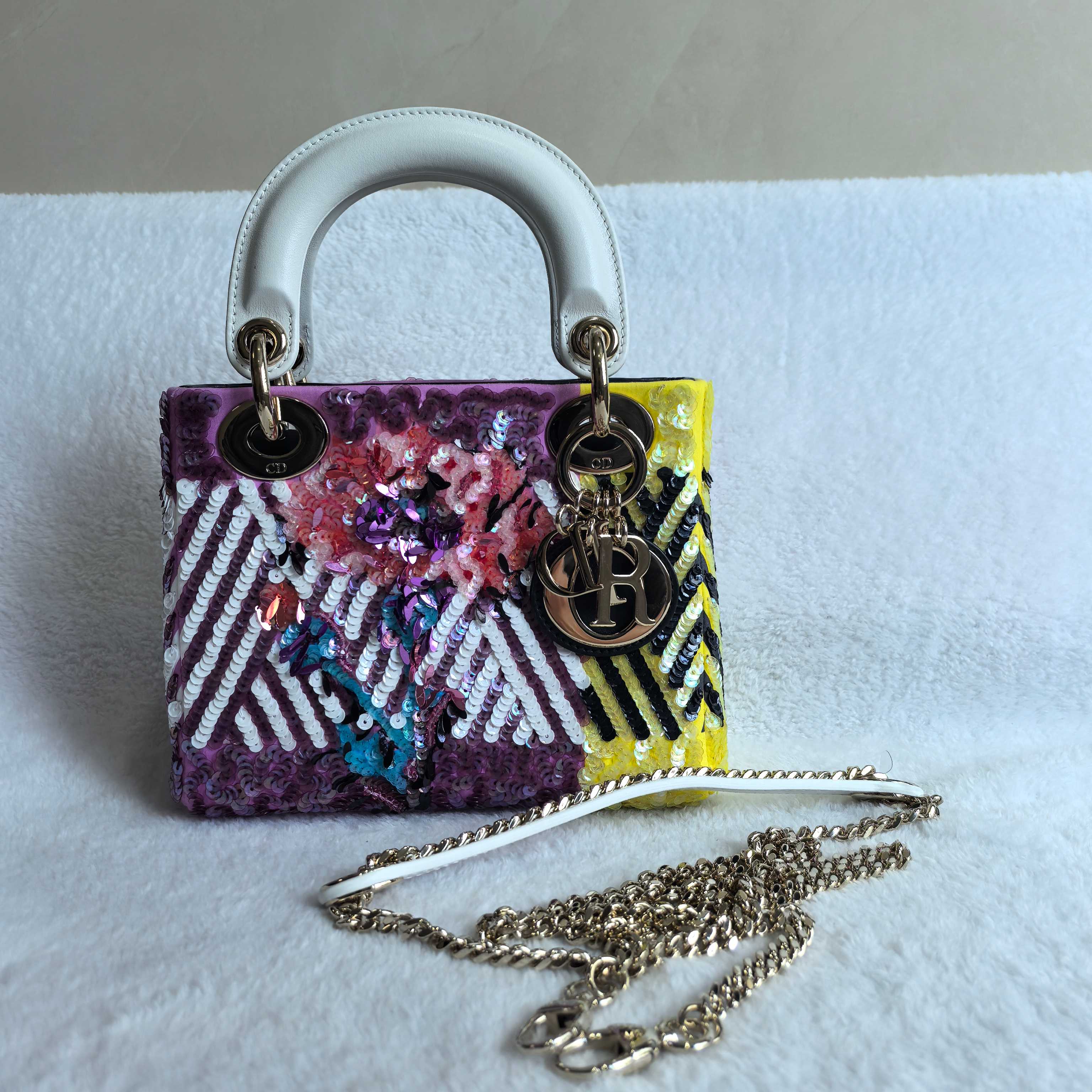 95新 DIOR/迪奥 AZ/拼色亮片三格戴妃包/D532