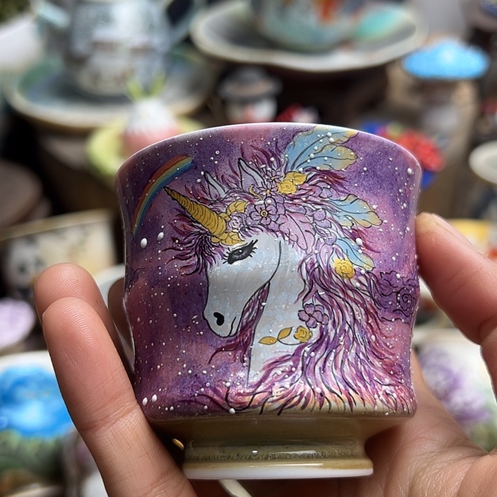 手绘独角兽主人杯杯