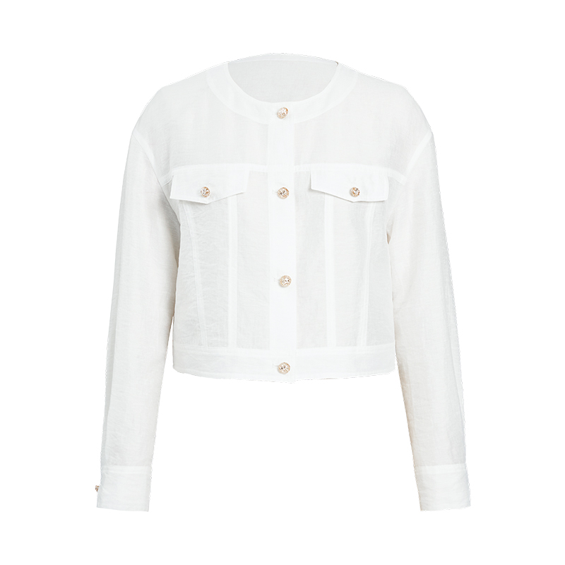 Iammix27【小余专属】白色薄外套短款圆领M4C2151