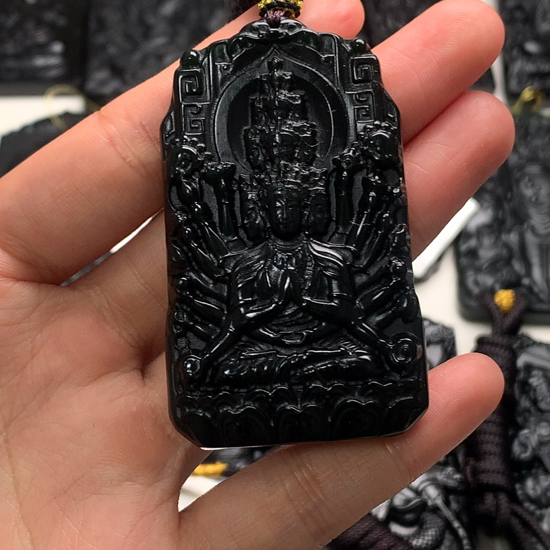 天然缅甸a货钢琴黑挂件