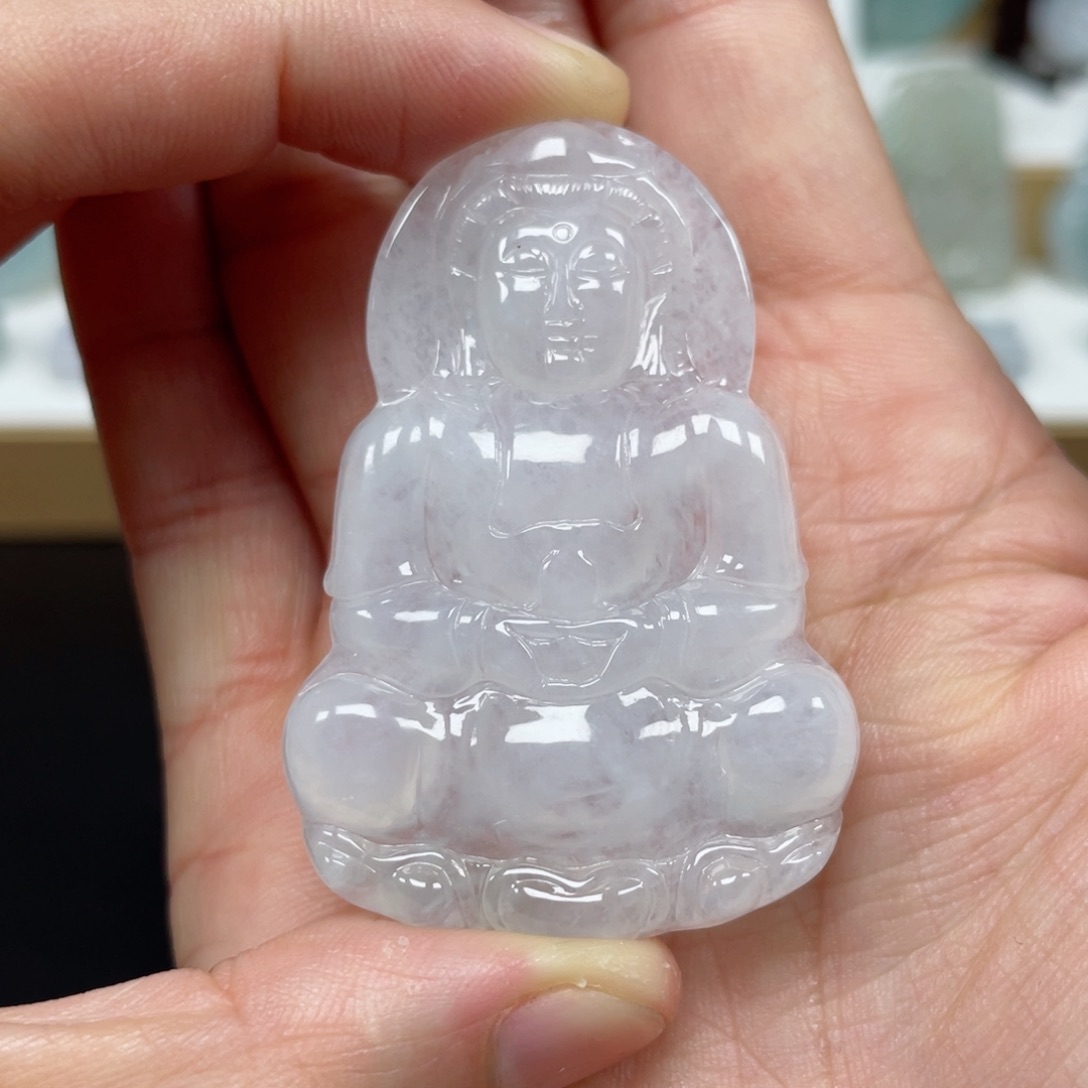 翡翠颈饰未镶嵌天然缅甸翡翠A货观音83号