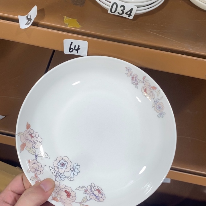 陶摆件92号6个装7英寸沢美红花深圆盘