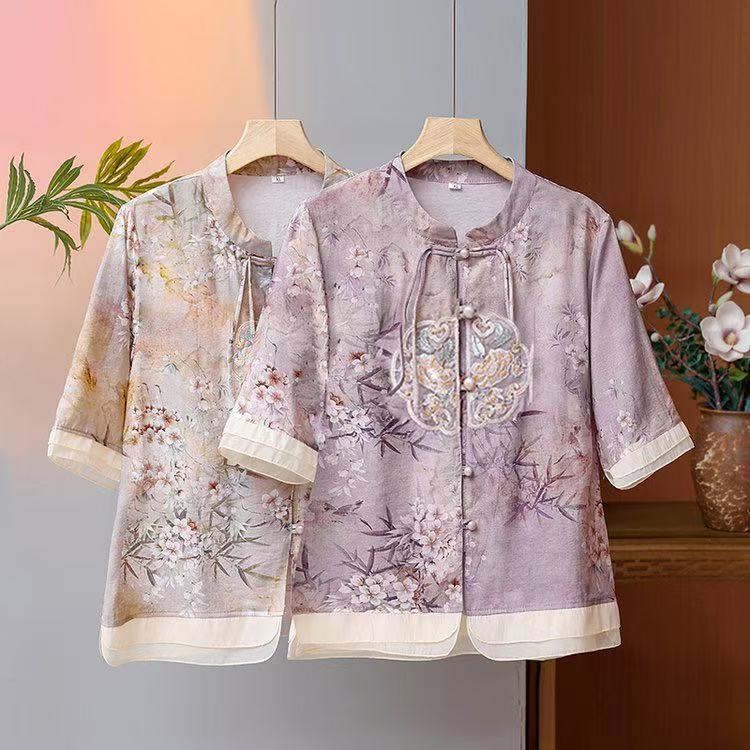 2025夏季新款新中式妈妈装时尚洋气中老年女装刺绣新中式两件套