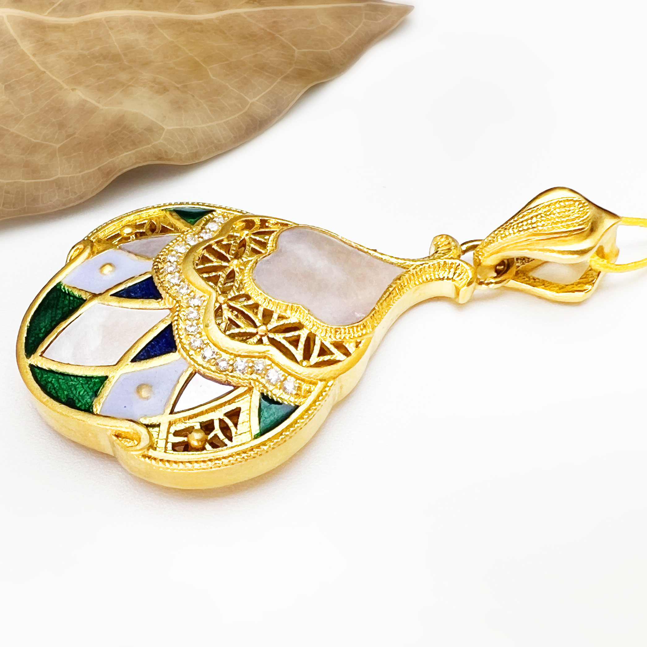 【吊坠】足金999螺钿【黄金首饰】【昭昭凤翎】