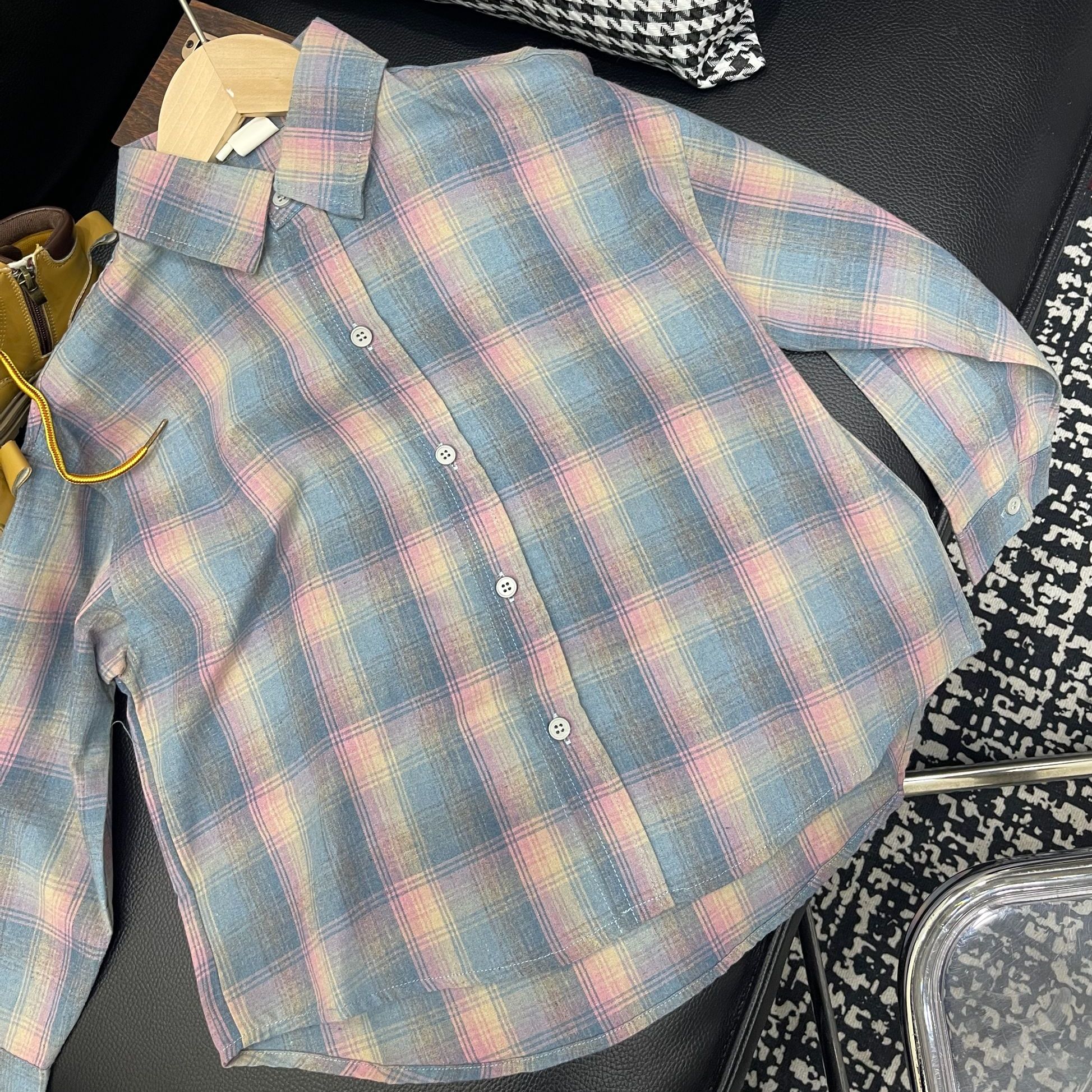 sisikids潮童格纹衬衣cy240802