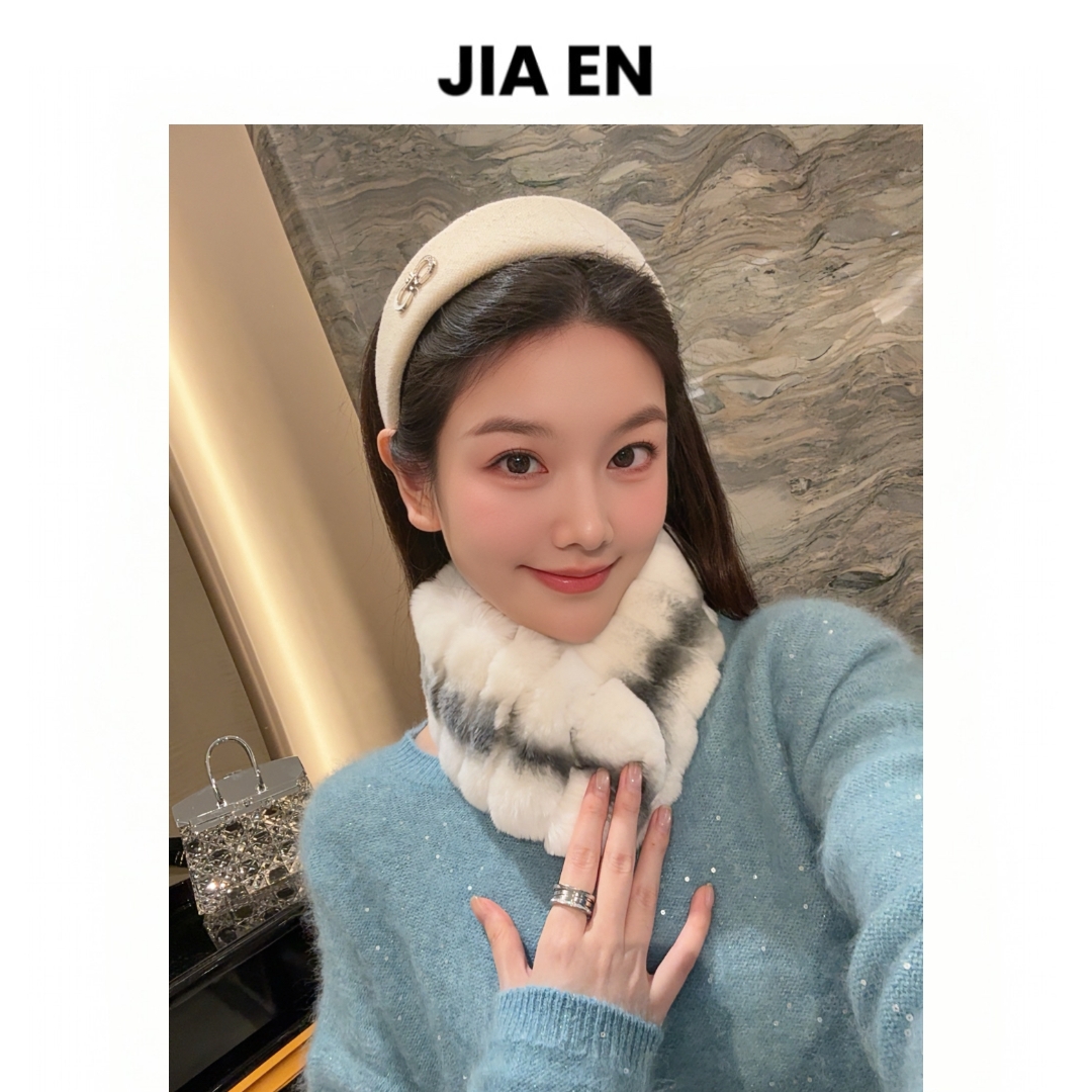 【CAIXIN佳恩】气质女神纯色獭兔毛围巾