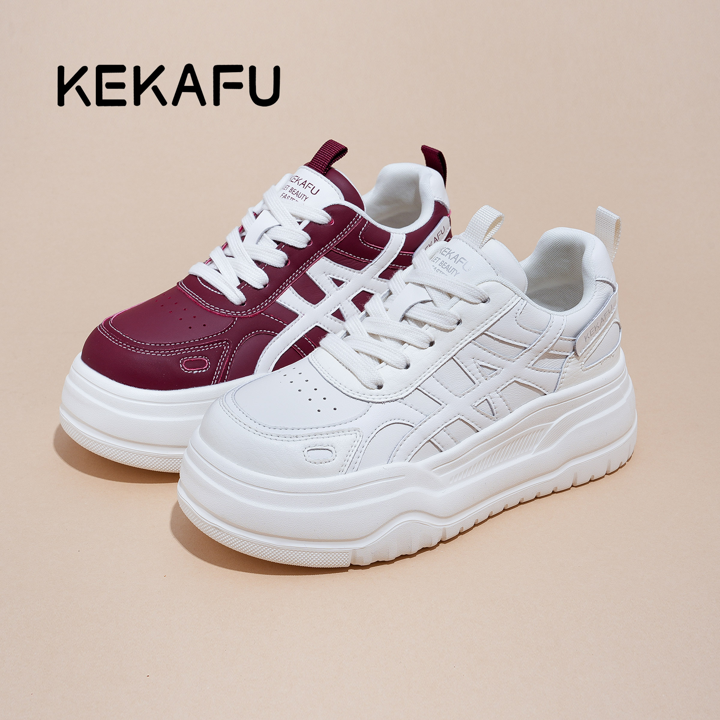 KEKAFU/珂卡芙【隐形增高6CM】柔软舒适时尚2025四季百搭小白鞋