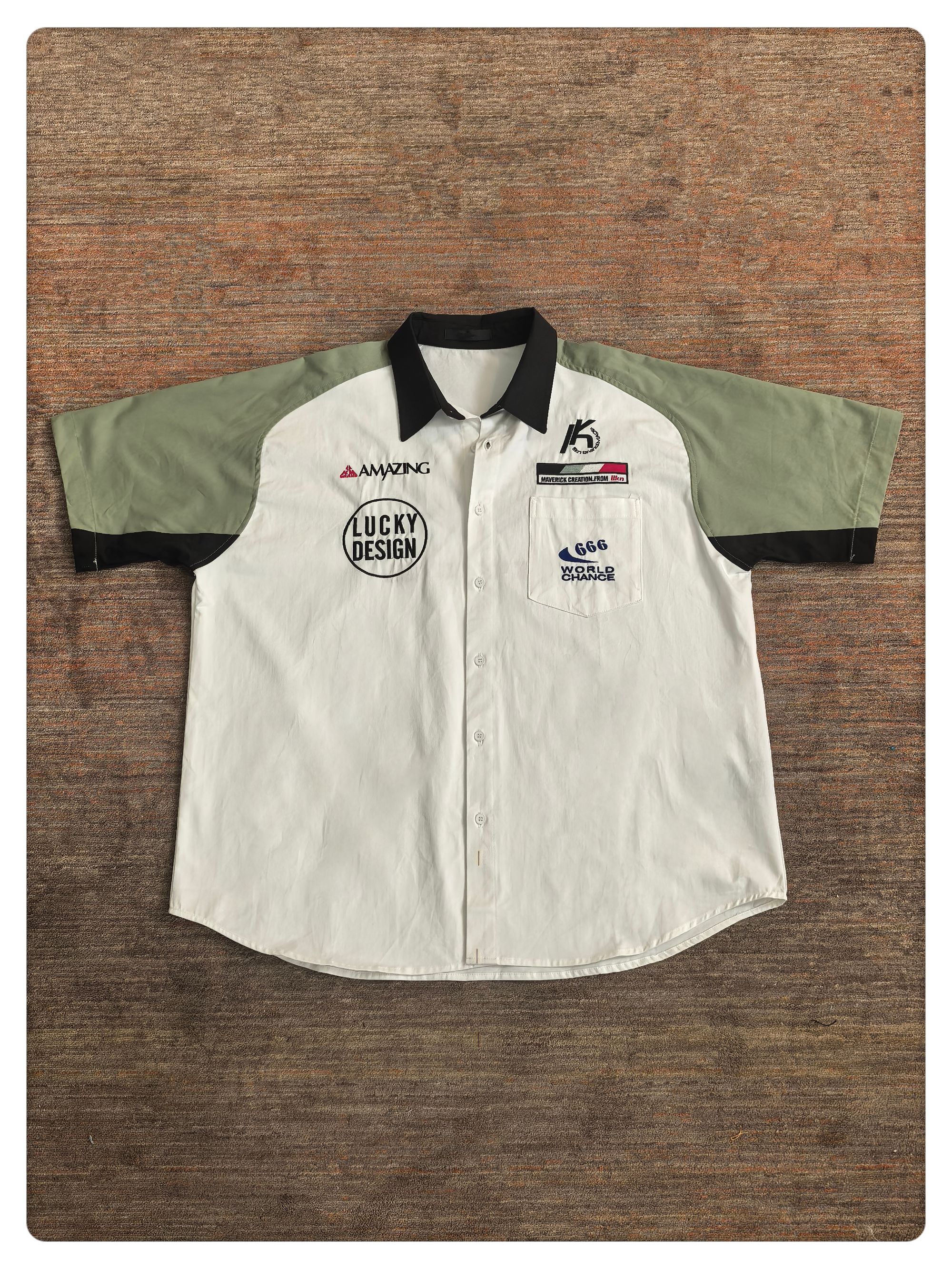 Uninhabitable 刺绣衬衣！美式刺绣短袖衬衫！百搭撞色潮流时尚