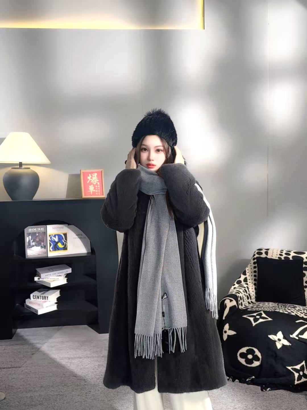 新款V领全抽刀大长款蓝宝石宝嘉美气质显瘦短二小母貂冬季水貂女