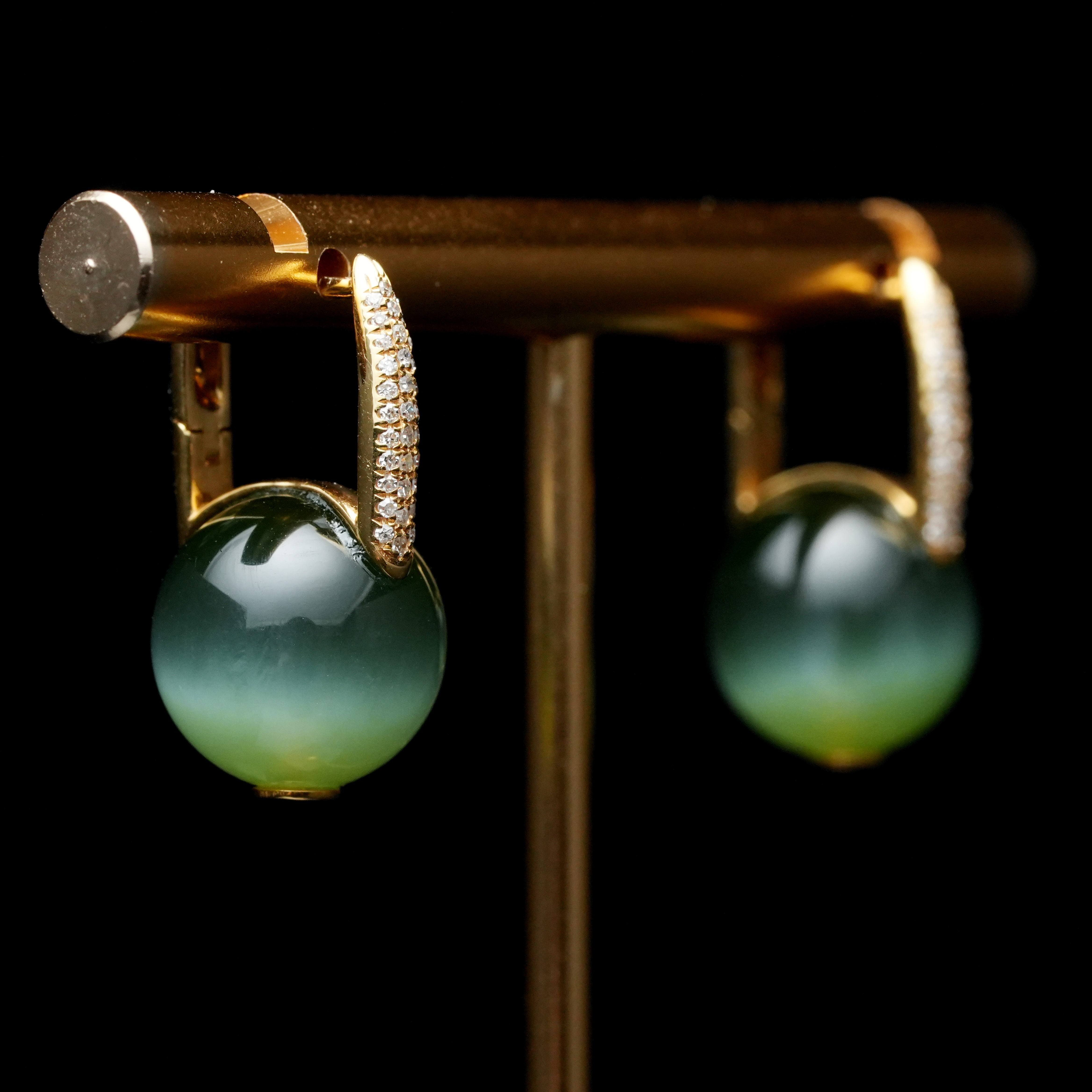 周陶陶·琉光 和田玉卡12猫眼耳坠 猫眼通透 耳畔 简约