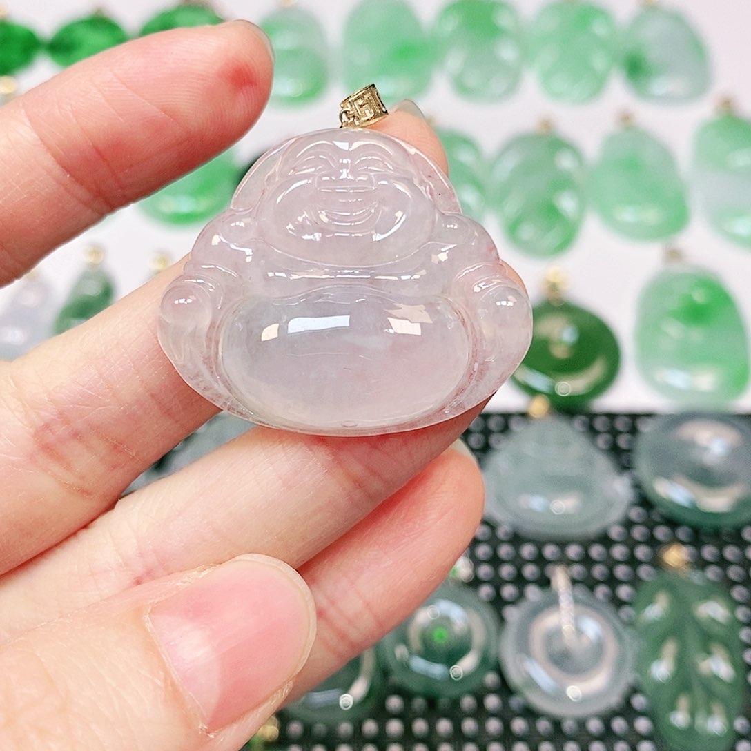 翡翠吊坠(不含链)18K金镶嵌